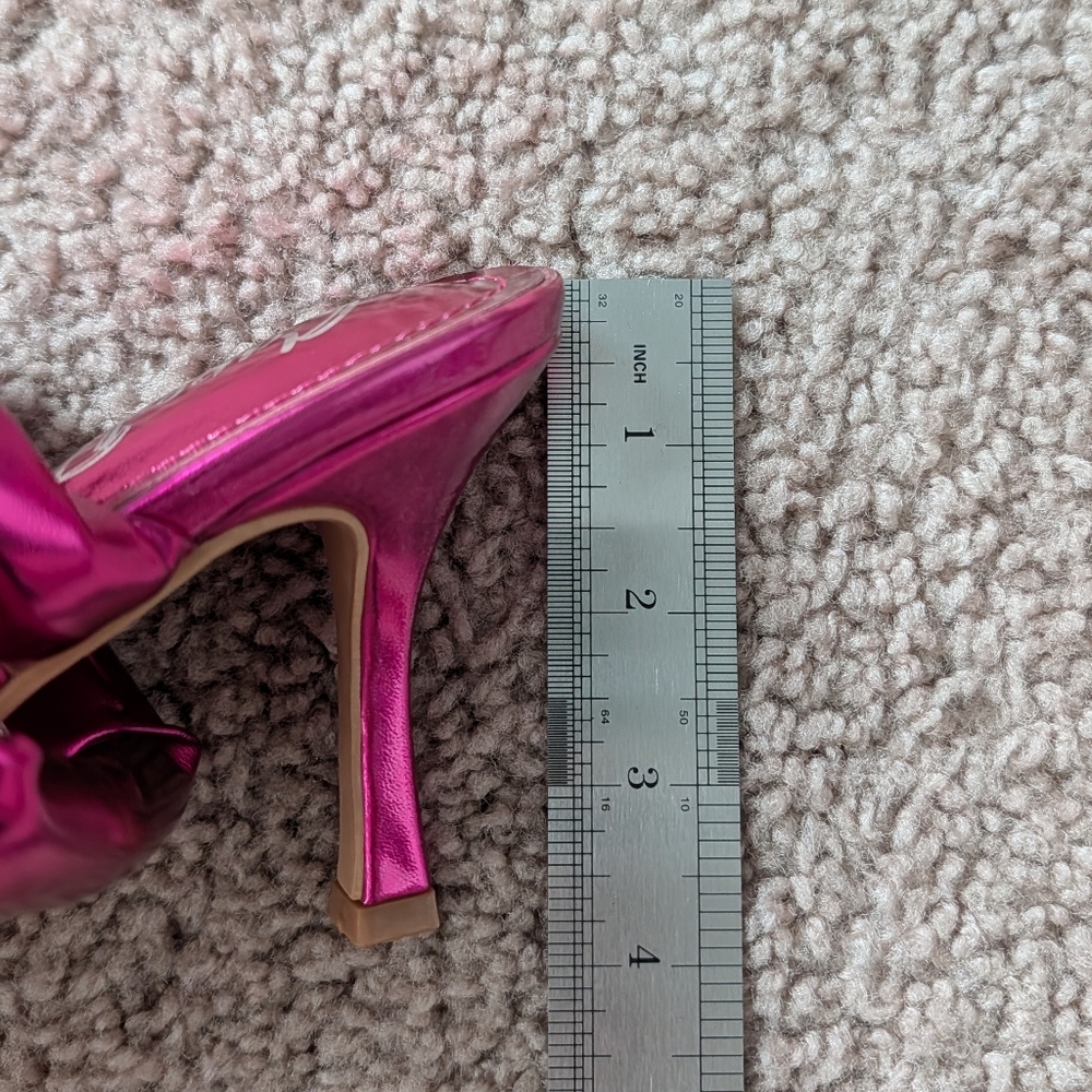 Cape Robbin Fuchsia Pink Carlene Metallic Faux Leather Slip-on Heel Sandals Sz 7 - Picture 14 of 16